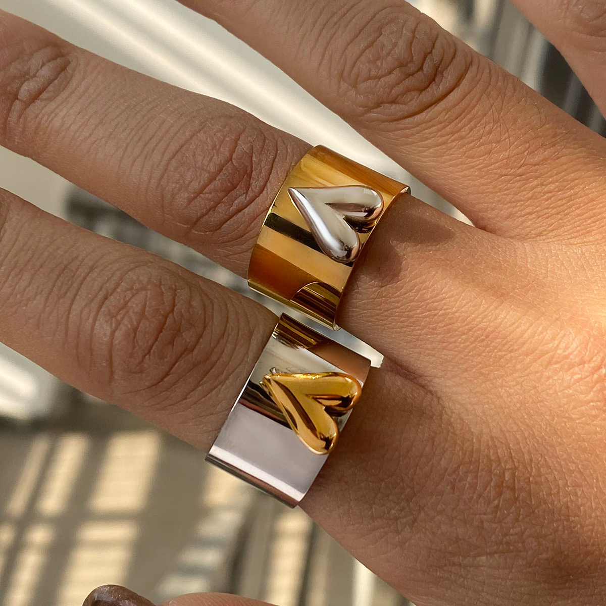 Anillo abierto “Bicolor” ajustable - Imagen 7